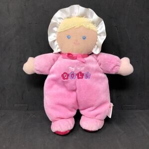 Prestige Pink My First Doll Baby Plush Rattle Blond Hair‎ Blue Eyes Style 4470